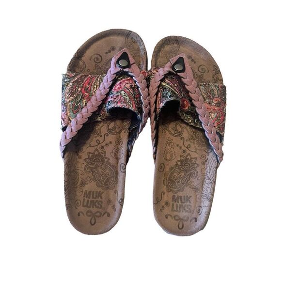 Muk Luks Womens Brown Memory Foam Slip-On Mule Beach Slider Summer Sandals Size - Picture 14 of 14